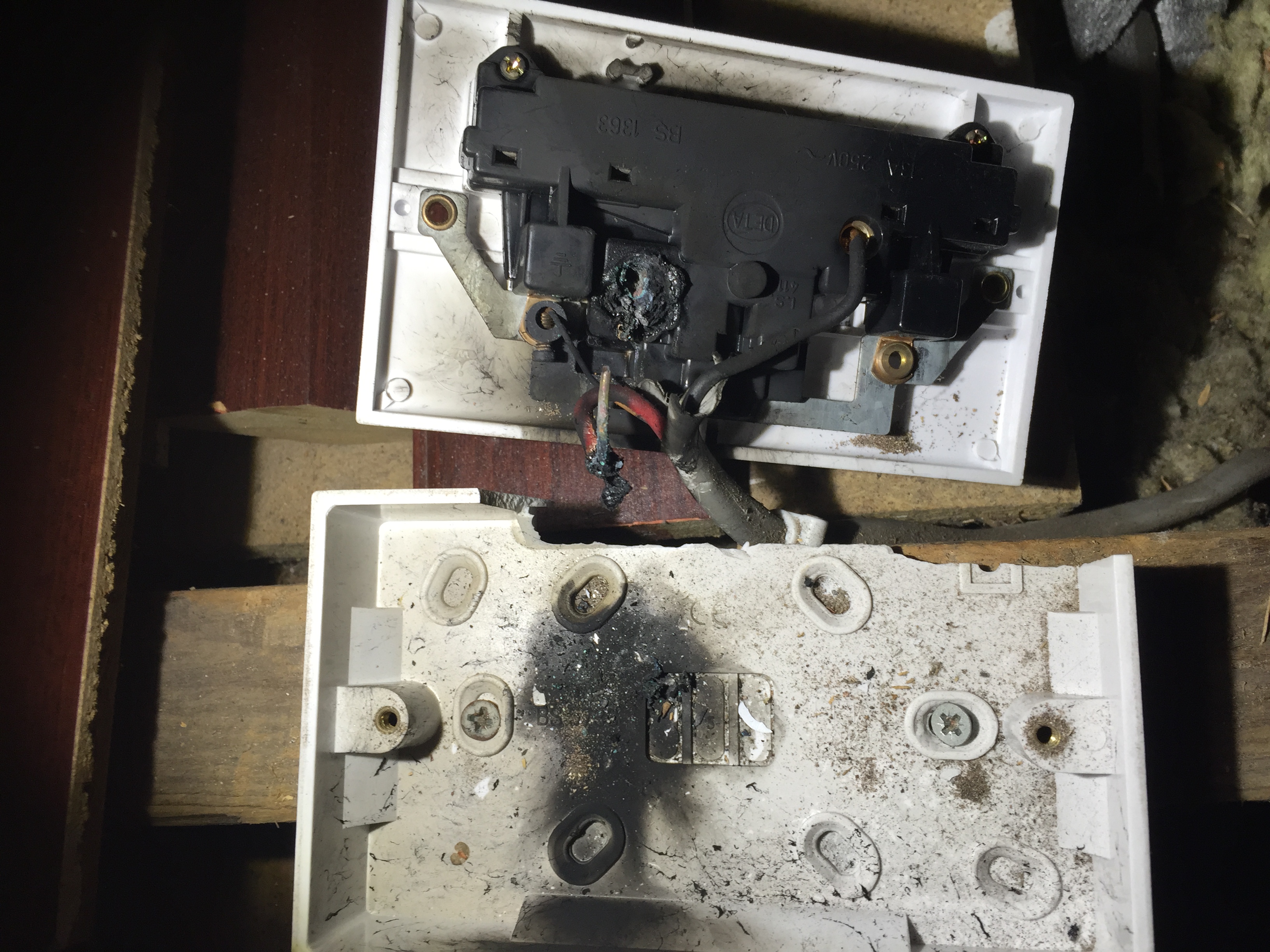 Burnt Plug Socket found in Blackfen 